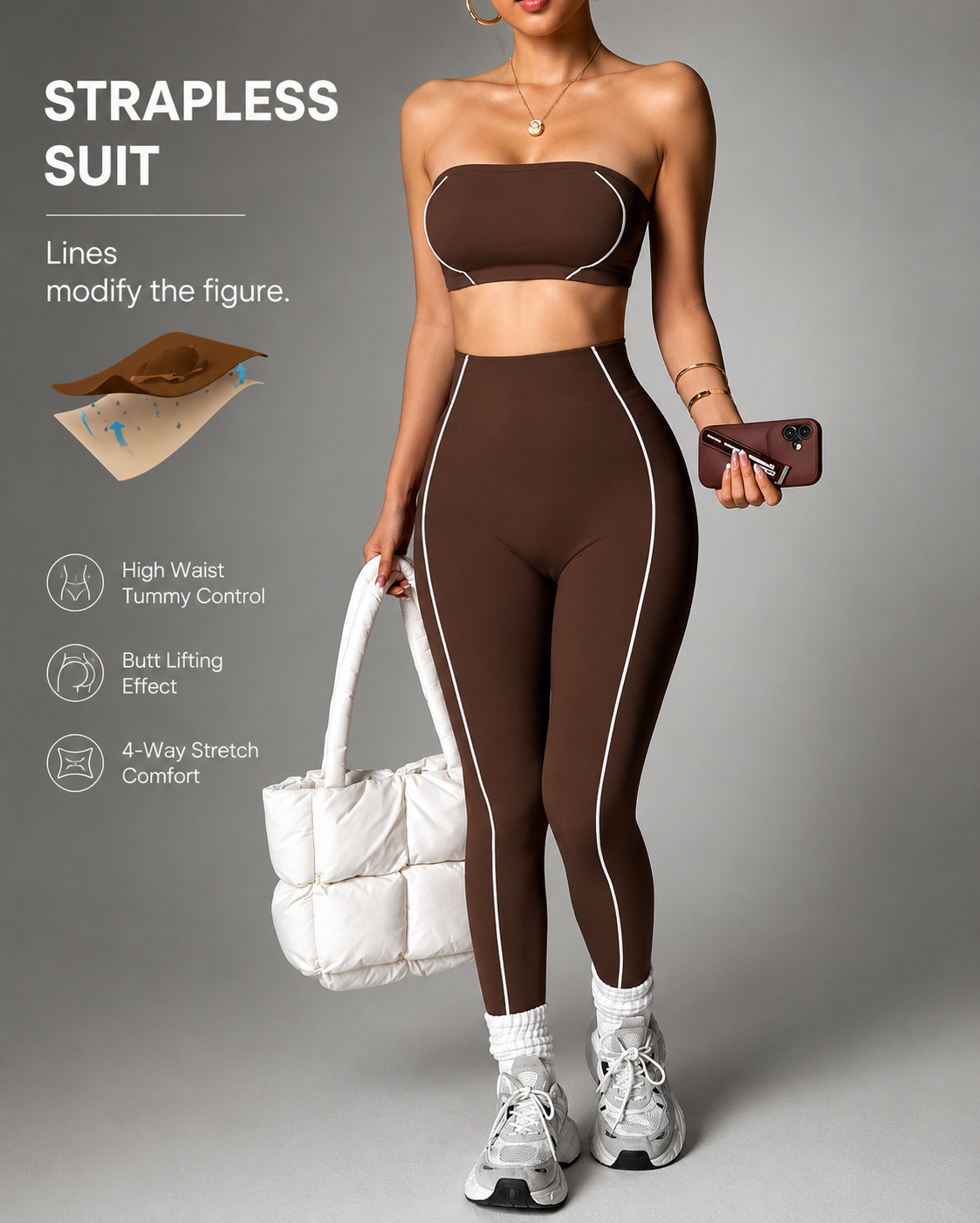 Seamless Strapless Workout Set – Butt Lift High-Waist Leggings