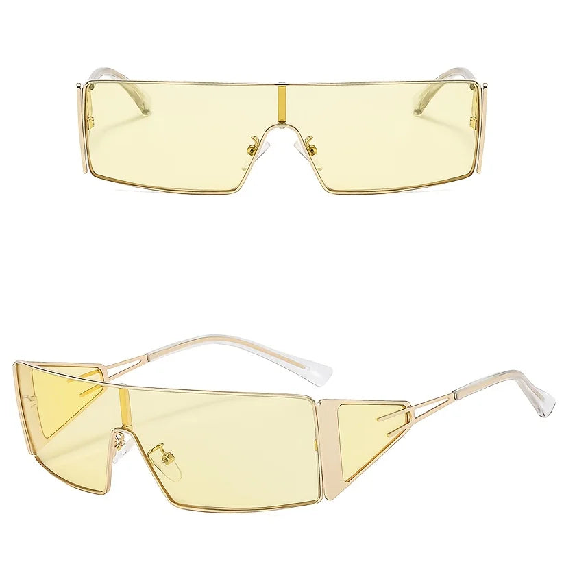 Trendy New Full Rim Glasses for Women, Unique Irregular Shape, Fashion Metal Frame with Colorful Lenses