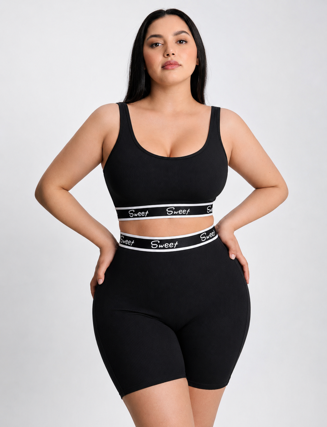 Women’s Ribbed Seamless Workout Set – High Waist Shorts & Sleeveless Crop Top | Sculpt & Lift Activewear