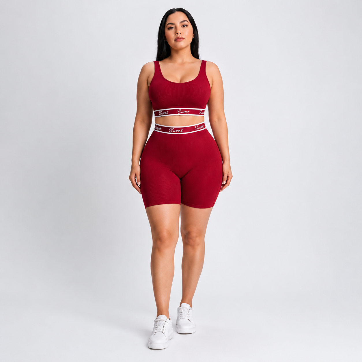 Women’s Ribbed Seamless Workout Set – High Waist Shorts & Sleeveless Crop Top | Sculpt & Lift Activewear