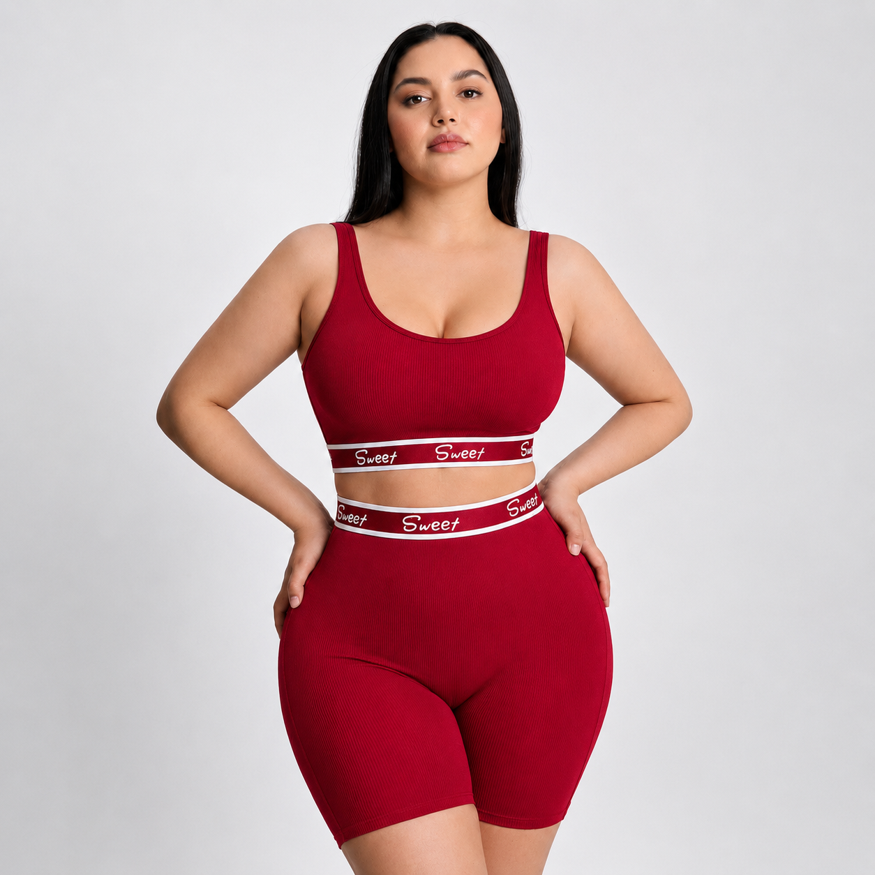 Women’s Ribbed Seamless Workout Set – High Waist Shorts & Sleeveless Crop Top | Sculpt & Lift Activewear
