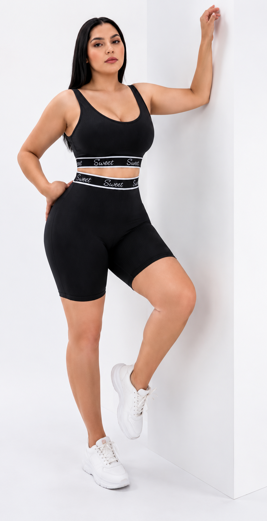 Women’s Ribbed Seamless Workout Set – High Waist Shorts & Sleeveless Crop Top | Sculpt & Lift Activewear