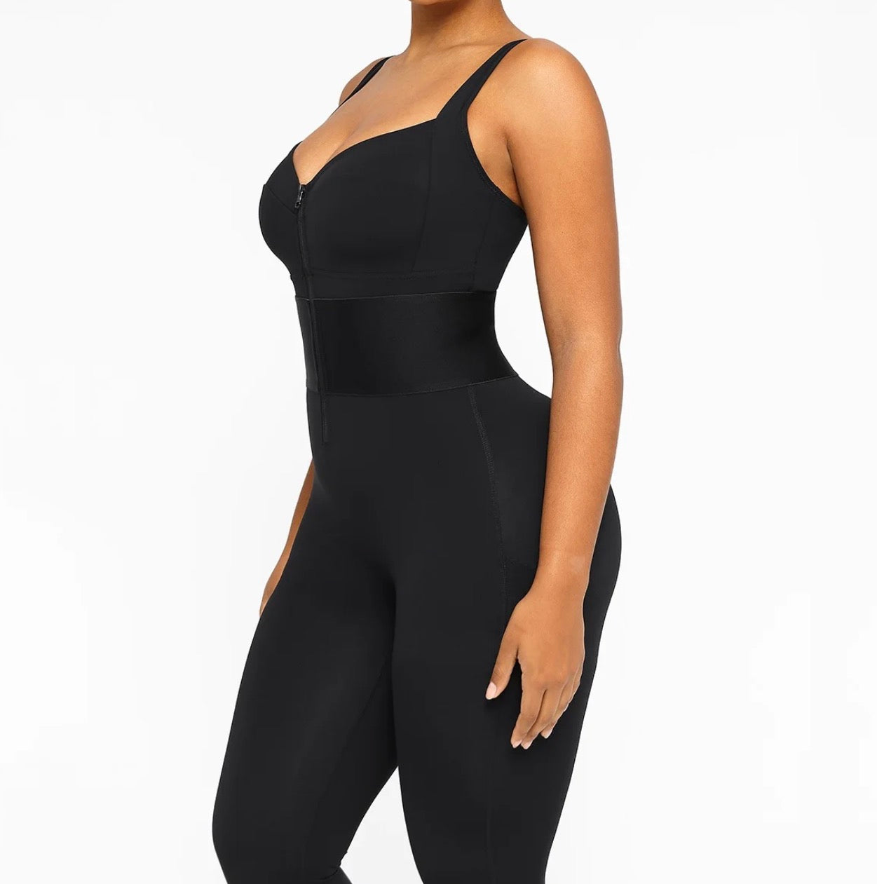 AirSlim™ ElasticFuse Zip Front Shapewear Jumpsuit – Tummy Control Waist Cincher Bodysuit for Women | Sculpting One-Piece Yoga & Activewear