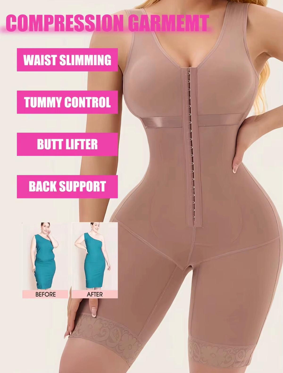 SnatchFit Full Body Shapewear Bodysuit – Tummy Control & Butt Lifting