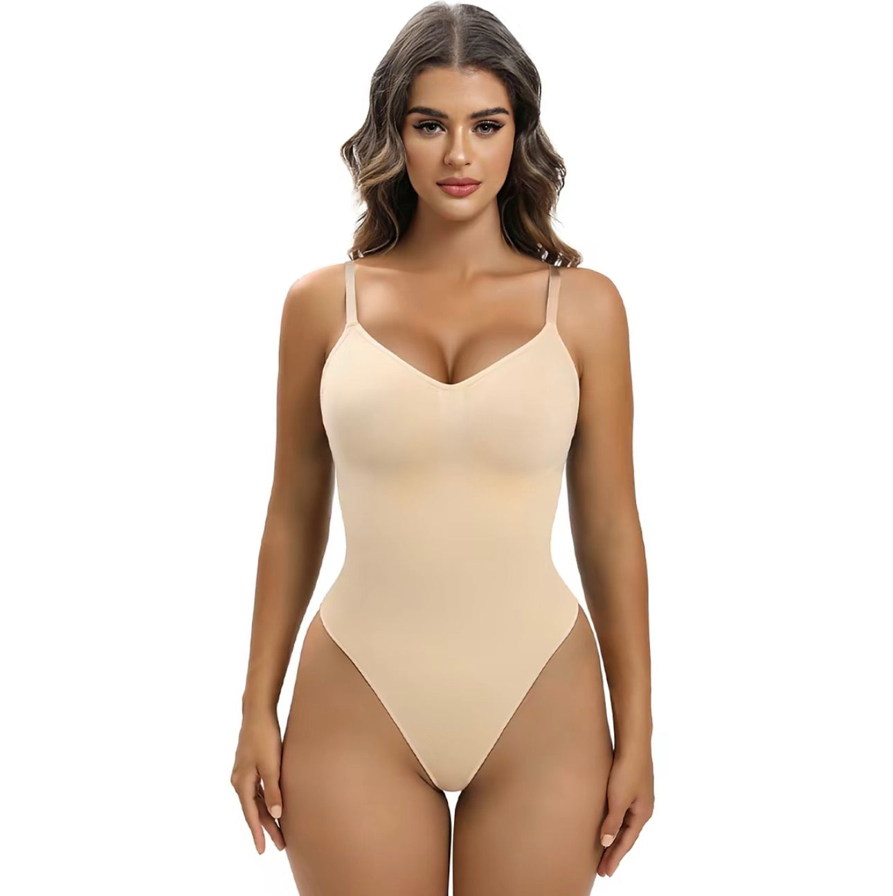 V Neck Spaghetti Strap Bodysuits Compression Body Suits Open Crotch Shapewear Slimming Body Shaper Smooth Out Bodysuit Shaper