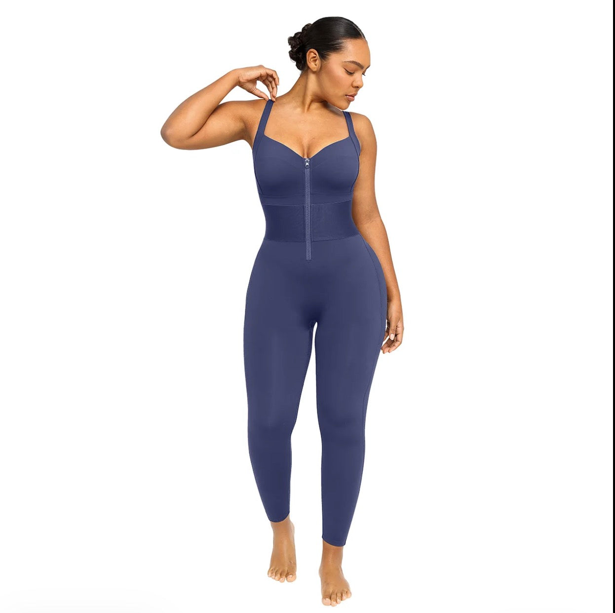 AirSlim™ ElasticFuse Zip Front Shapewear Jumpsuit – Tummy Control Waist Cincher Bodysuit for Women | Sculpting One-Piece Yoga & Activewear