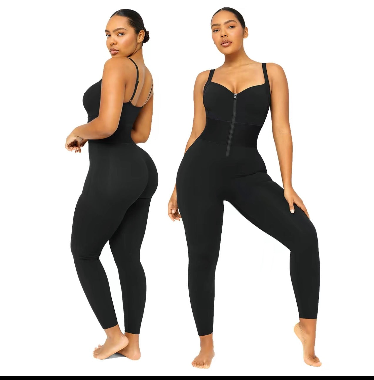 AirSlim™ ElasticFuse Zip Front Shapewear Jumpsuit – Tummy Control Waist Cincher Bodysuit for Women | Sculpting One-Piece Yoga & Activewear