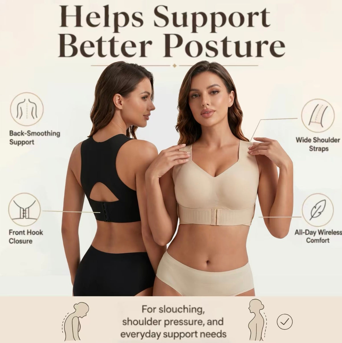 Women’s Posture Support & Shaping Bra Wireless, Comfortable & Breathable