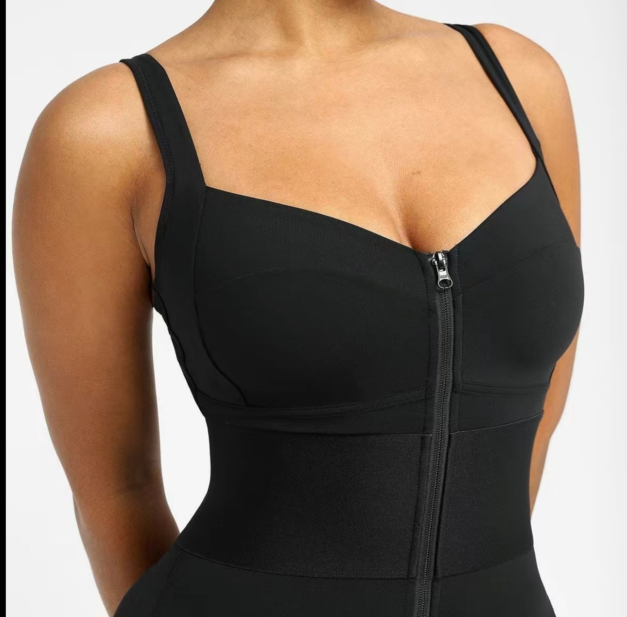 AirSlim™ ElasticFuse Zip Front Shapewear Jumpsuit – Tummy Control Waist Cincher Bodysuit for Women | Sculpting One-Piece Yoga & Activewear