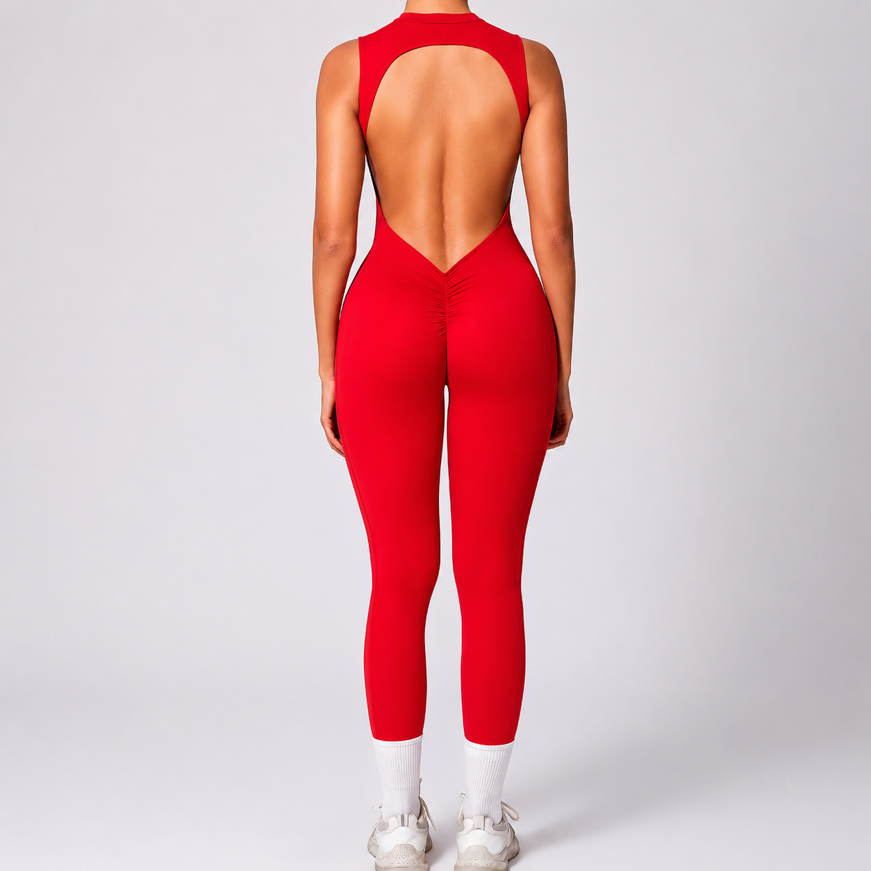 Women’s Seamless Open Back Flared Yoga Jumpsuit – Sculpting Activewear Set