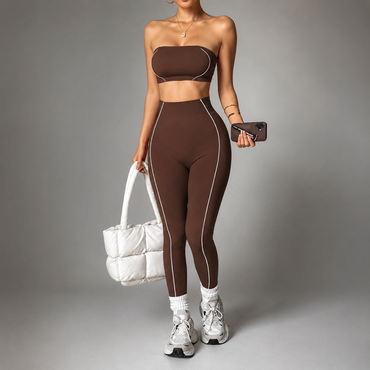 Seamless Strapless Workout Set – Butt Lift High-Waist Leggings