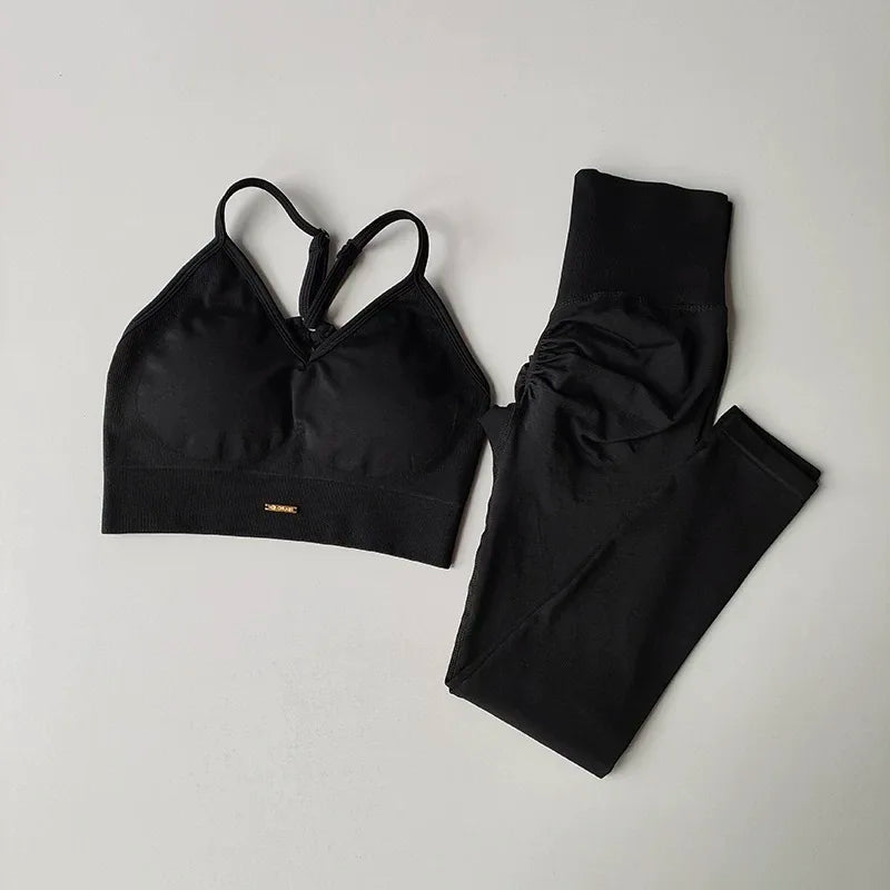 Seamless High-Waist Scrunch Leggings & Sports Bra Set