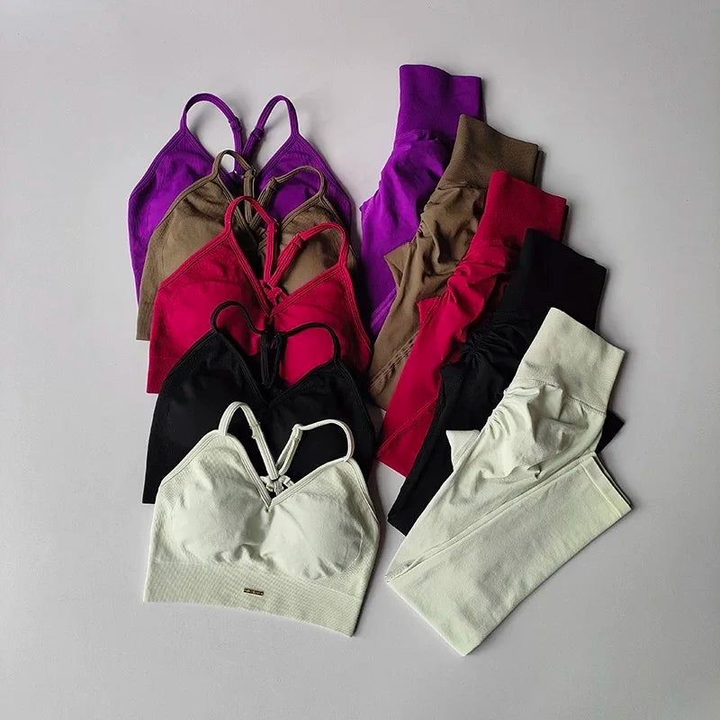 Seamless High-Waist Scrunch Leggings & Sports Bra Set