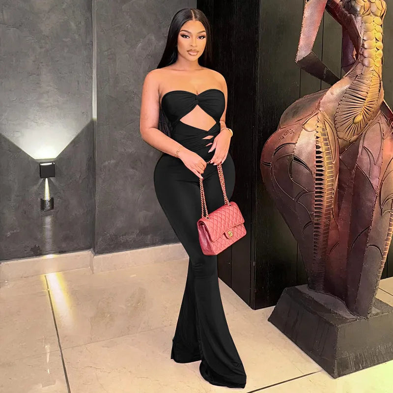 Long Jumpsuit Woman Flared Fitness Jumpsuits for Women Red Off Shoulder Woman Jumpsuit Sexy Sleeveless Backless Overalls