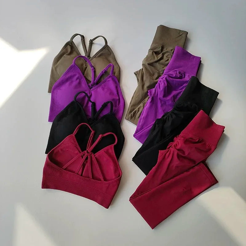 Seamless High-Waist Scrunch Leggings & Sports Bra Set
