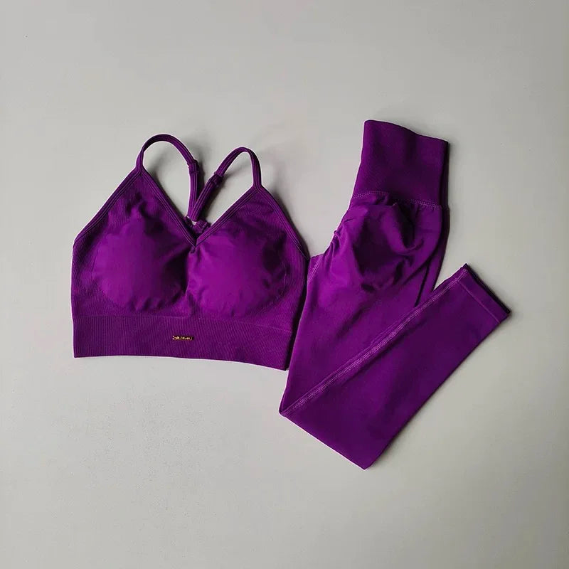 Seamless High-Waist Scrunch Leggings & Sports Bra Set