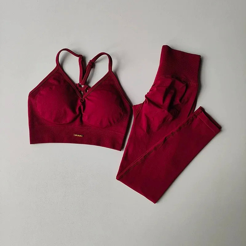 Seamless High-Waist Scrunch Leggings & Sports Bra Set