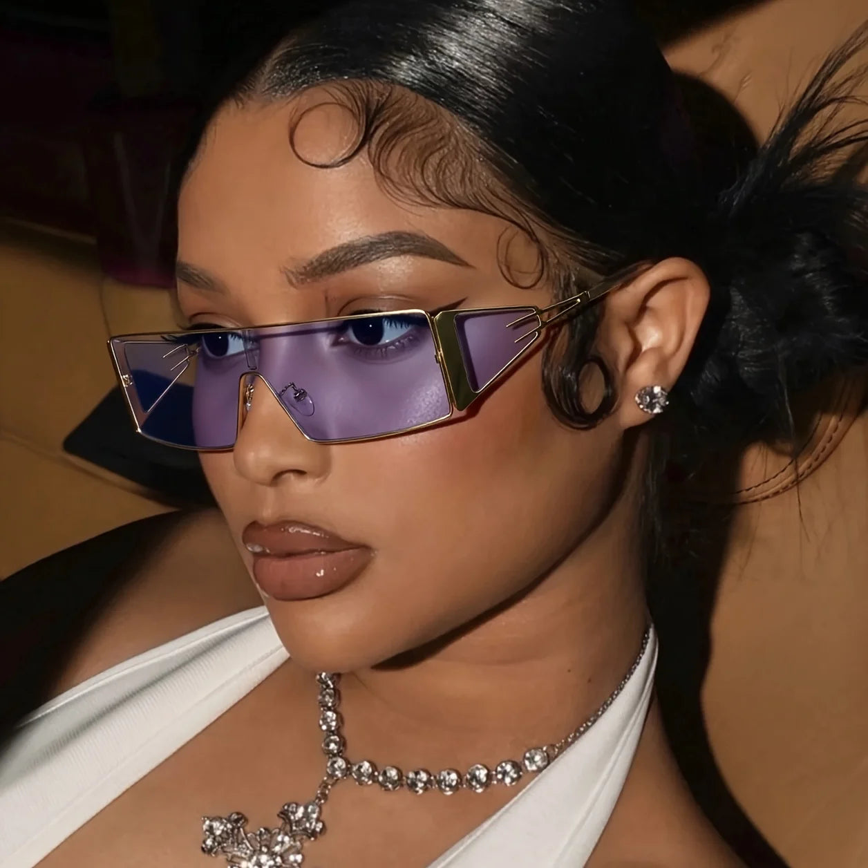 Trendy New Full Rim Glasses for Women, Unique Irregular Shape, Fashion Metal Frame with Colorful Lenses