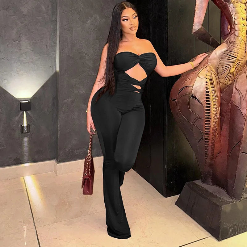 Long Jumpsuit Woman Flared Fitness Jumpsuits for Women Red Off Shoulder Woman Jumpsuit Sexy Sleeveless Backless Overalls